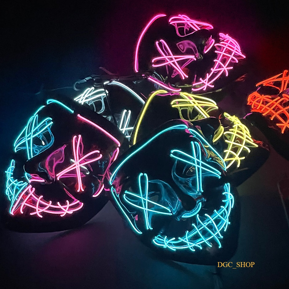 Mặt nạ hóa trang hacker có đèn led, Mặt nạ dự tiệc Hallowen nhiều màu