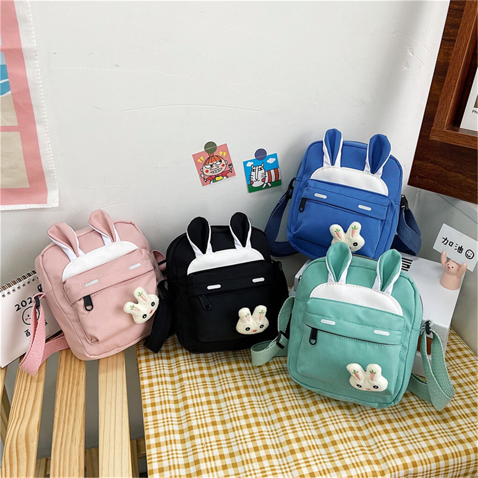 canvas Canvas Shoulder Bag Compact rabbit ears Leisure Crossbody Bag Multi-layer Bag for Casual outings Daily use Travel accessory Women's fashion Gift option