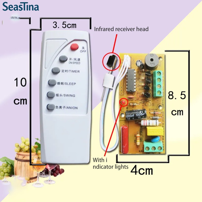 SeasTina phổ quạt điện điều khiển từ xa sửa đổi Board bảng mạch điều khiển Bo mạch chủ sàn tường fan hâm mộ phổ bảo trì với máy tính Board