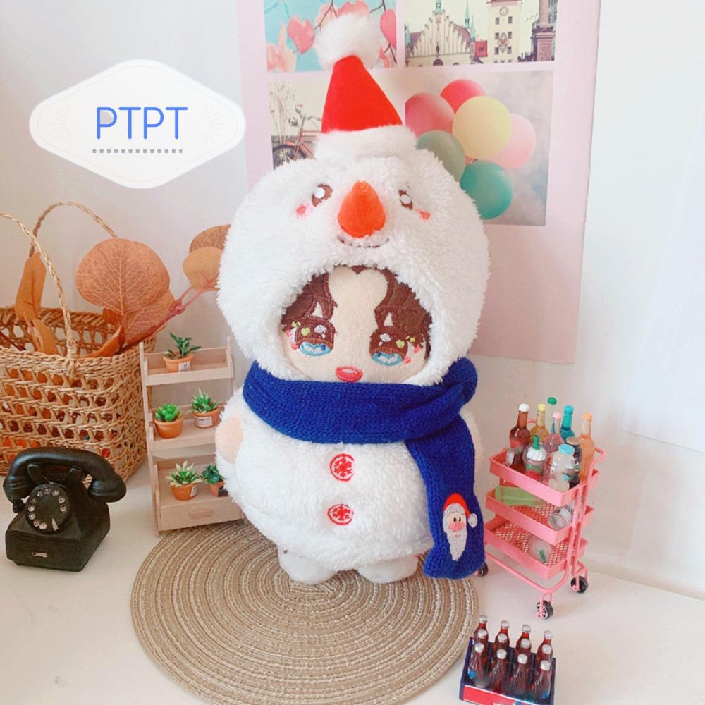 PTPT Mũ nhung lông Quần áo búp bê cotton 20cm Thay thế Người tuyết giáng sinh Bộ quần áo búp bê nhồi bông Trang phục trẻ em Trang phục Quần áo đồ chơi vải nhung lông Búp bê vải bông 20cm