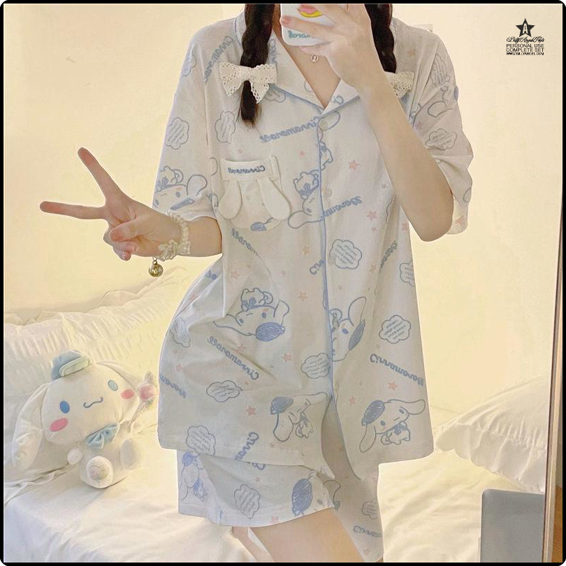 [Seui43] Kawaii sanriod Anime sở thích cinnamoroll dễ thương mùa hè tại nhà cho nữ bộ đồ ngủ Pajamas