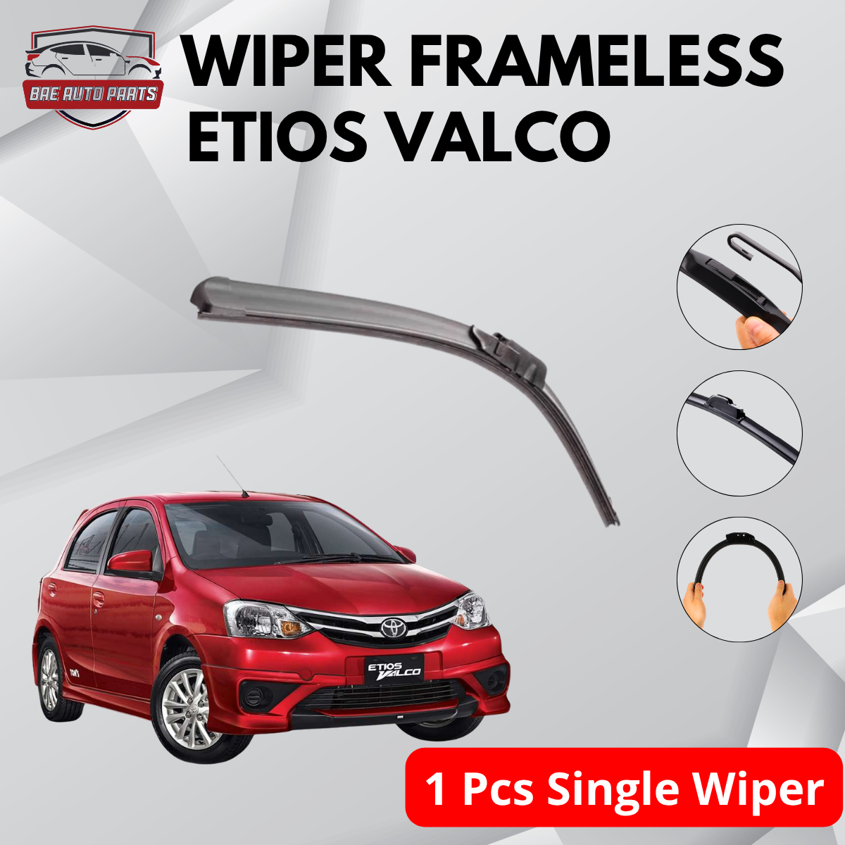 Frameless Front Wiper for Toyota Etios Valco Car Without Steel Frame, Anti-Rust & Anti-Scratch Harga 30,000 rupiah*Gratis Ongkir