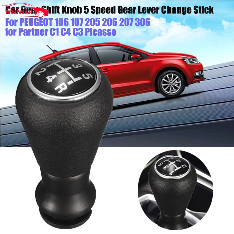 Carro 5 Speed Gear Stick Shift Knob Head para Peugeot 106 107 205 206