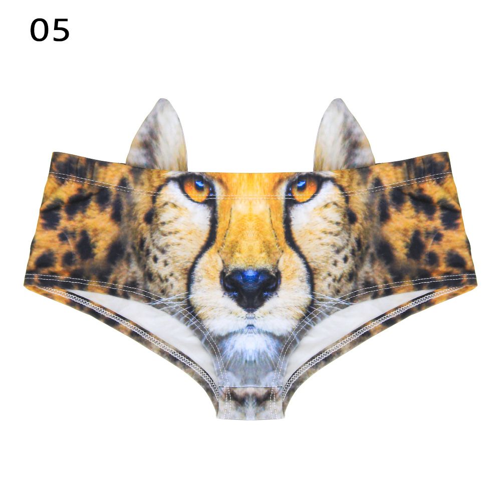 UIOKJEA Nâng lên Bull Dog Cheetah Mèo lợn Quần lót nữ Đồ lót Loài vật in 3d