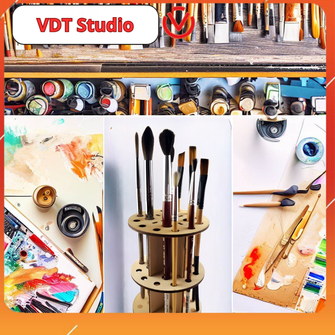 Hộp đựng bút vẽ - cọ vẽ - hộp chứa chứa cọ - Hộp đựng cọ - cọ vẽ - cọ trang điểm làm tốc ưu không gian làm việc, mọi thứ trở nên gọn hàng , VDTP02 , VDTP03