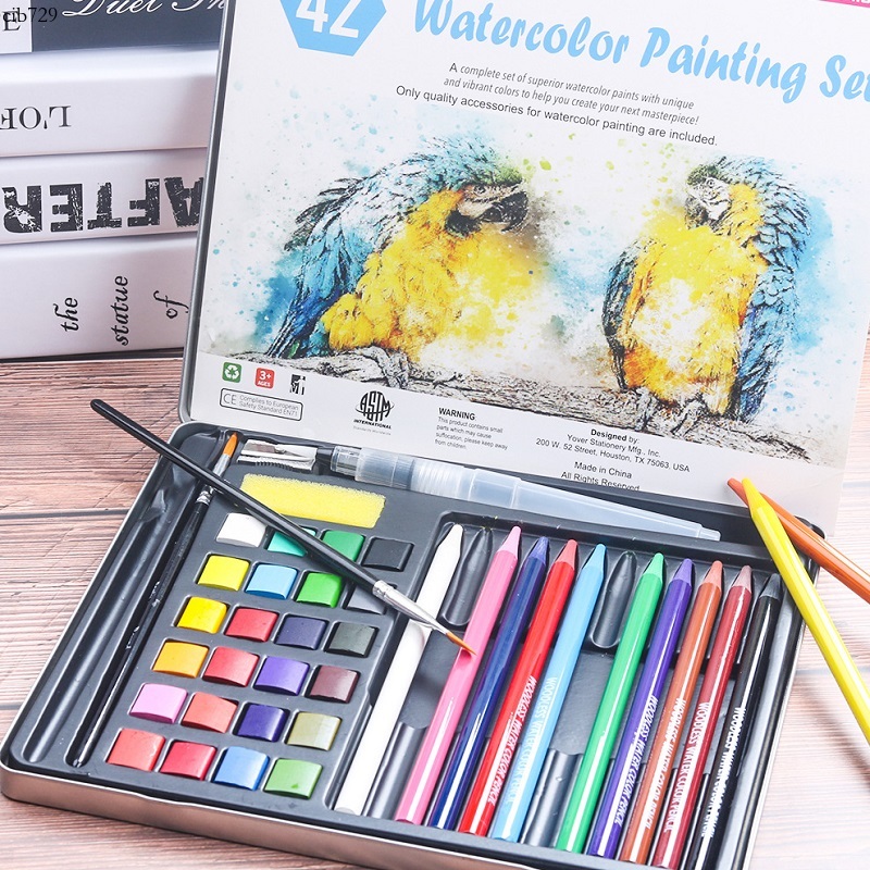 Watercolor paints 42pcs/Set Solid Watercolor Paint Set Woodless water-soluble colored pencils Pigment Art Painting Nail Design For Beginner Gift cib729-CB