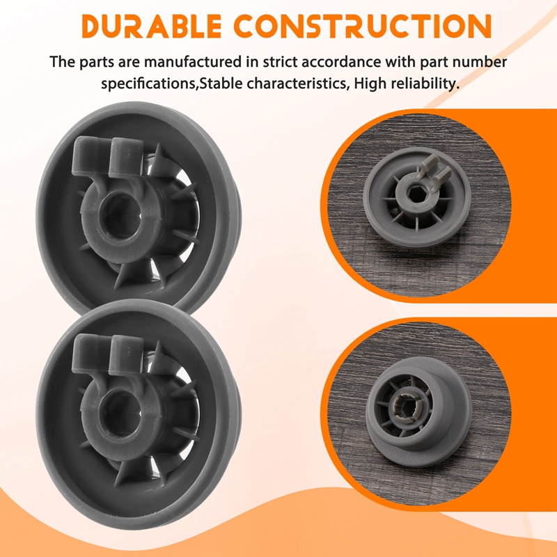 4 x Dishwasher Lower Basket Rail Wheels for & Grey 165314