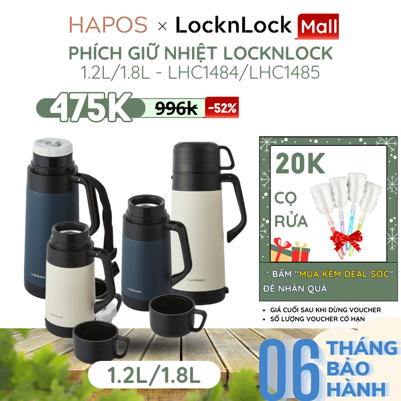 Bình giữ nhiệt locknlock cỡ đại lhc1485 1,8l xanh đen - hàng chính hãng- hapos