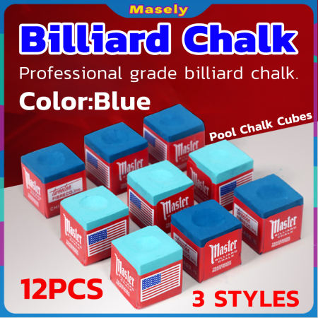 Masely Original Blue Pool Cue Chalk Set - 12Pcs