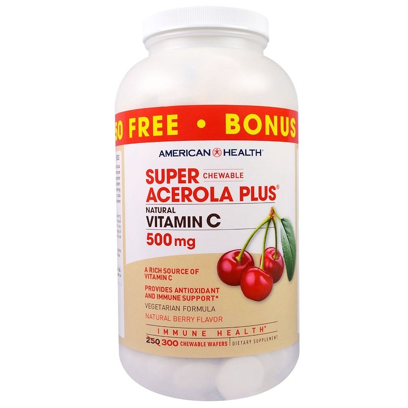 T-ポイント5倍】 American Health Super Acerola Plus Chewable Wafers, 500 mg,  Berry, Evening Primose, 100 Count www.inteva.ac.cr