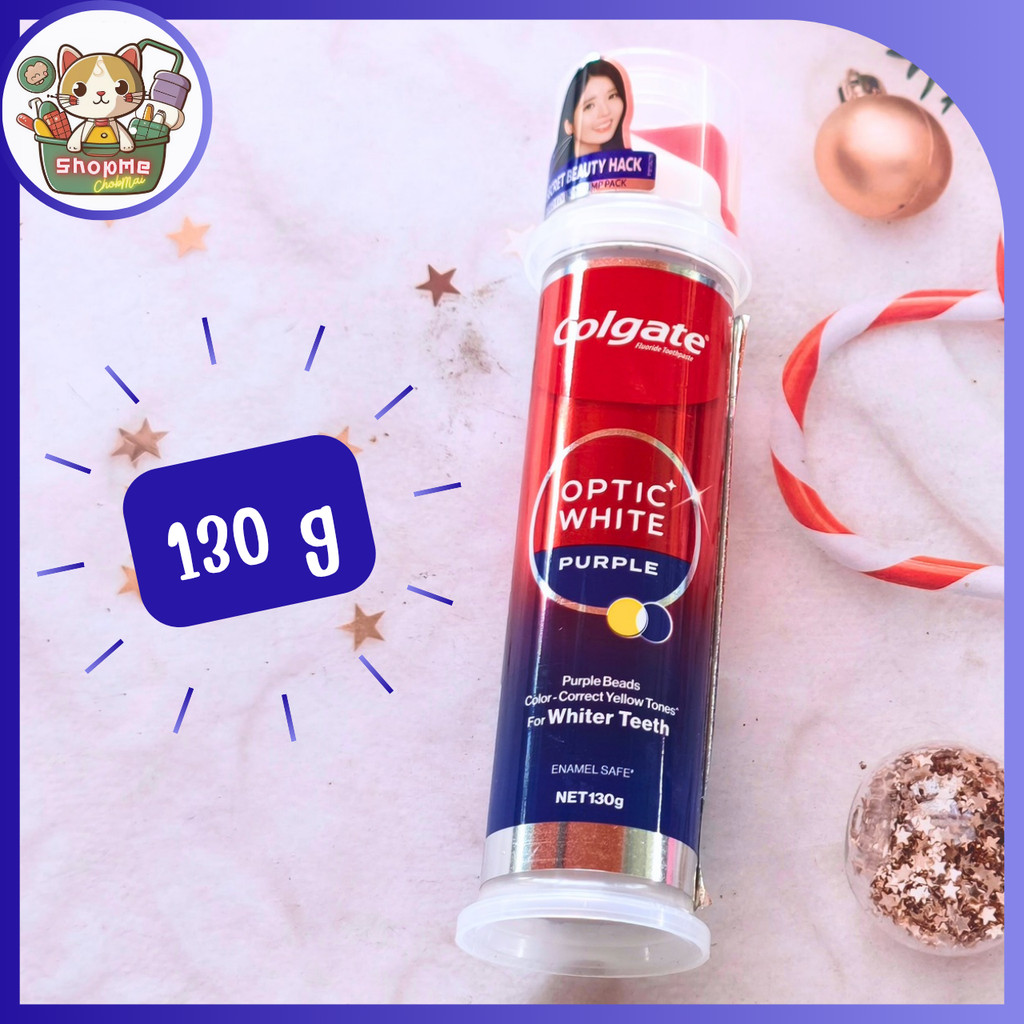 Colgate Optic White Purple Beads Smart Pump ยาสีฟัน คอลเกต อ๊อพติค ไวท์ เพอร์เพิล บีดส์ สมาร์ท ปั๊ม 130 กรัม