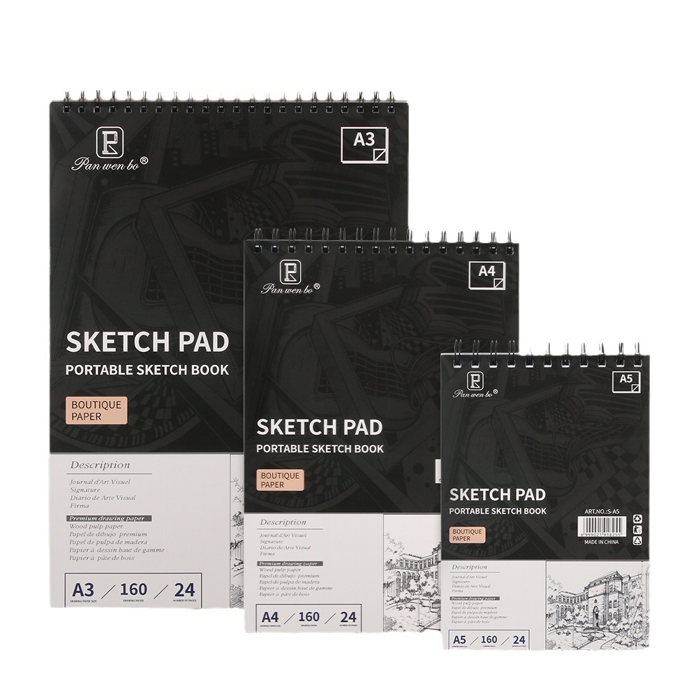 A3/A4/A5 Sketchbook Top Spiral Bound Sketch Pad, 24 Sheets Acid Free Paper , Perfect for Beginners, Artists & Professionals Painting Drawing Sketching
