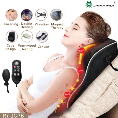 Jinkairui Neck Massager with Hand Control Body Massage Machine Electric Kneading Heating Vibration Massage Pillow for Back Waist Home Office Car Use