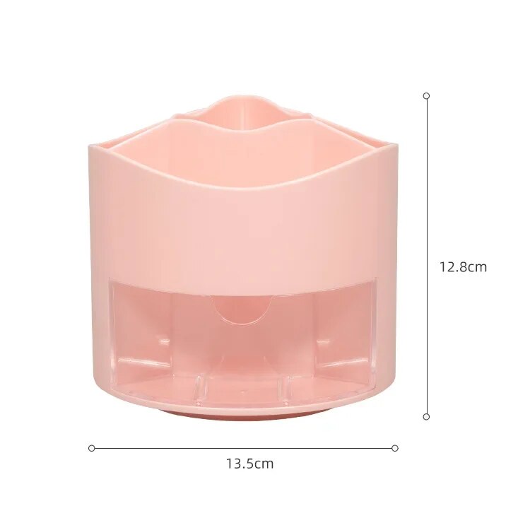 Hồng hồng dễ thương xoay để bàn hộp đựng bút ngăn kéo hộp văn phòng phẩm trường hợp trường học văn phòng bàn văn phòng phẩm Kawaii lưu trữ sắp xếp hộp dán