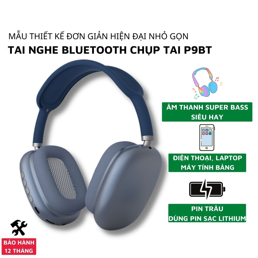 Tai nghe bluetooth chụp tai không dây p9bt airmax âm thanh super bass chống ồn