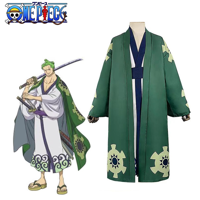 Anime ONE-PIECE Roronoa Zoro Yukata Kimono Japanese Wabi-sabi Costume Man  Halloween Christmas Party