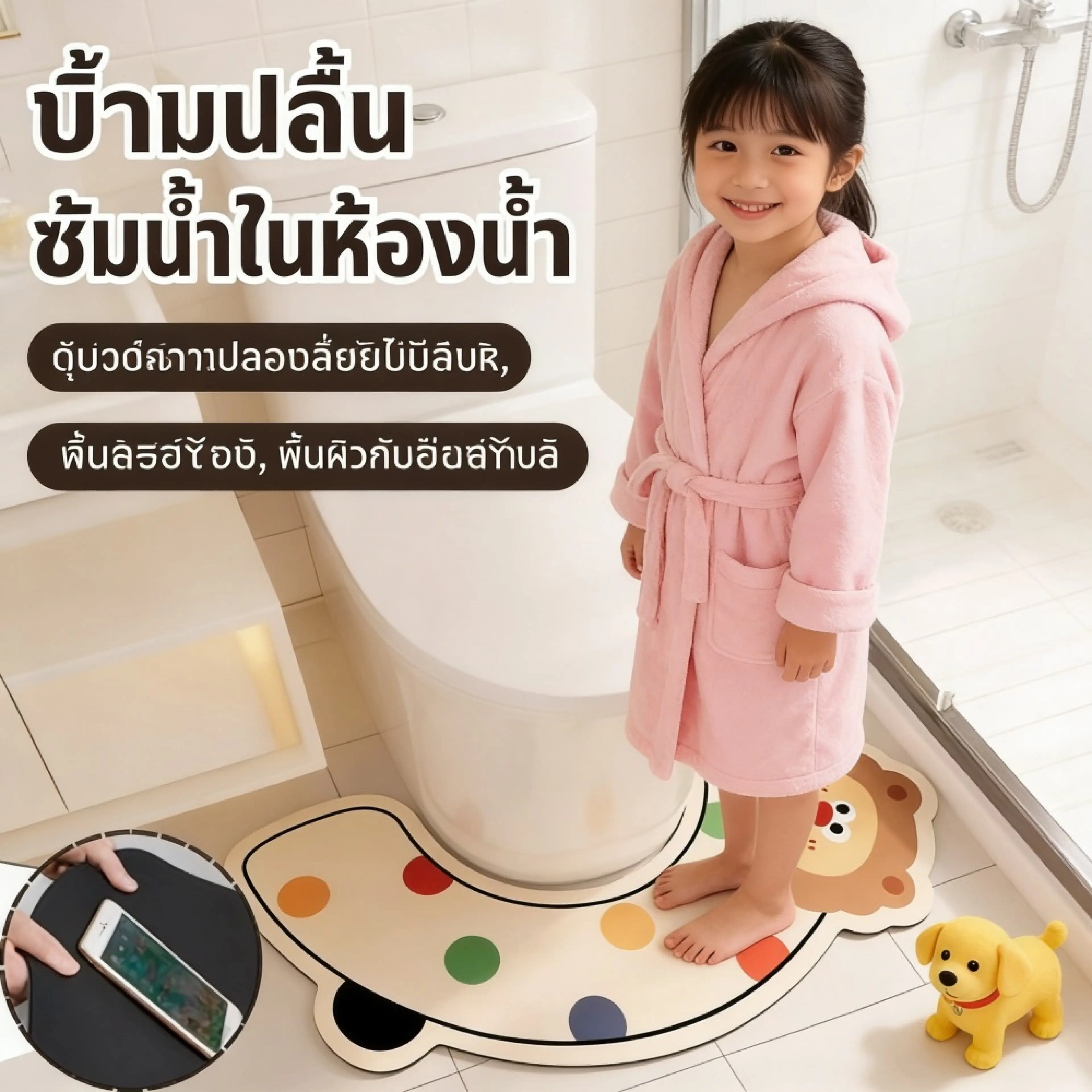 ซิลิโคนไดอะตอมไมต์ พรมสไตล์เกาหลี น้องหมาคัชชุน ดูดซับน้ำได้ดี แห้งไว พรมเช็ดเท้า ยางกันลื่น