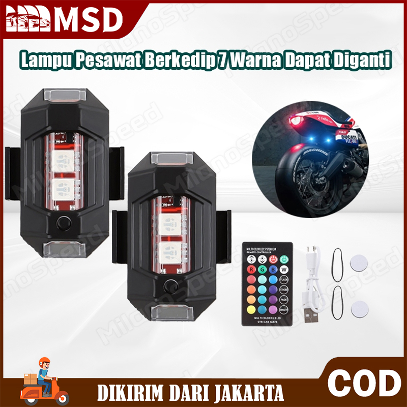 Lampu Led Kedip Pesawat Buat Motor Mode USB Aircraft Warning Tahan Hujan Anti Tabrakan 7 Warna Strobo Rechargeable Harga 30,150 rupiah*Gratis Ongkir