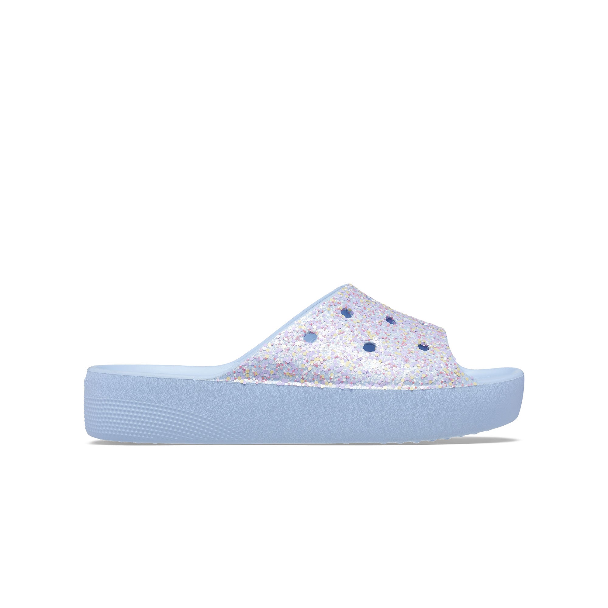 Dép Quai Ngang Nữ Crocs Classic Platform Glitter - Blue Calcite
