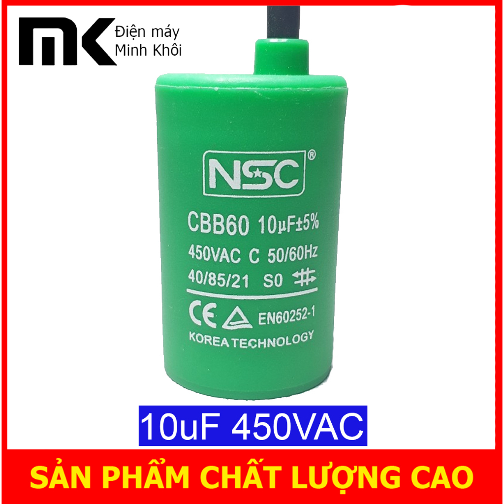 Tụ 10uf nhựa nsc - tụ cho các loại động cơ