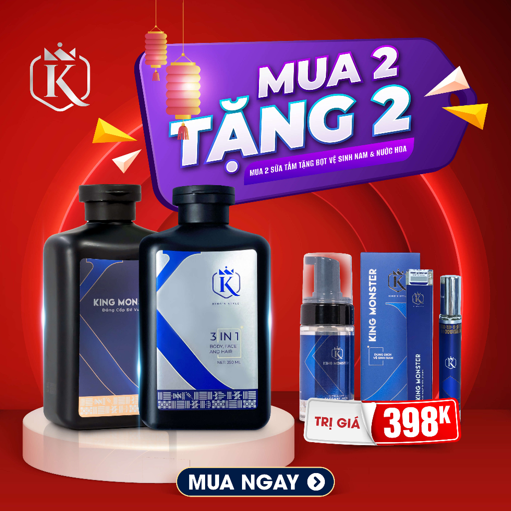 Combo 2 Sữa Tắm Nam King Monster Hương Nước Hoa Cao Cấp 350ml/1 chai