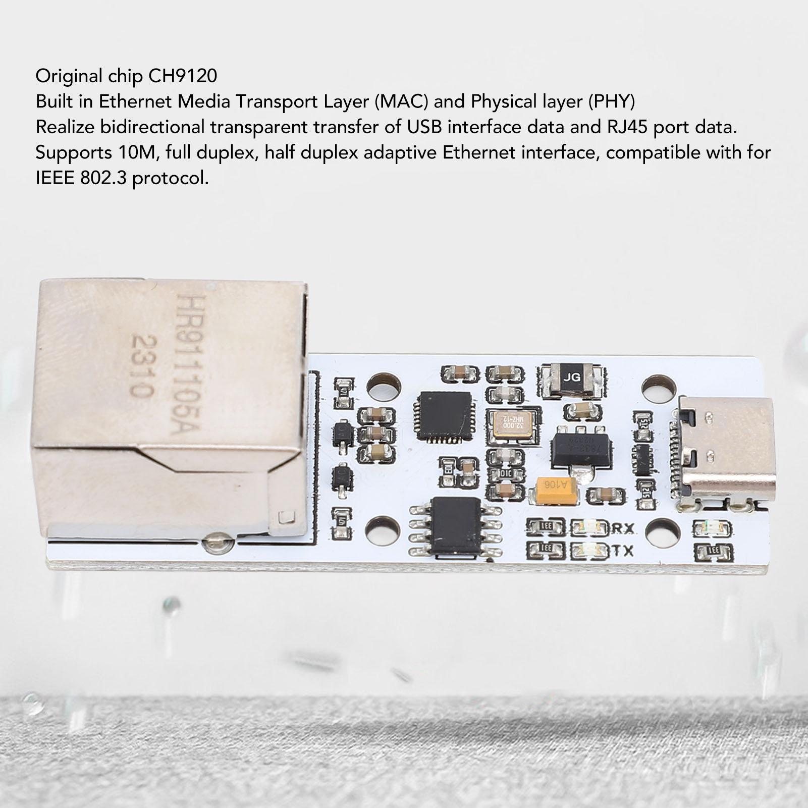 Bewinner CH9120 Mô-đun mạng nối tiếp sang Ethernet 300bps đến 921600bps Mô-đun Ethernet USB sang RJ45 Máy chủ cổng nối tiếp 5V Mô-đun mạng máy vi tính chip đơn