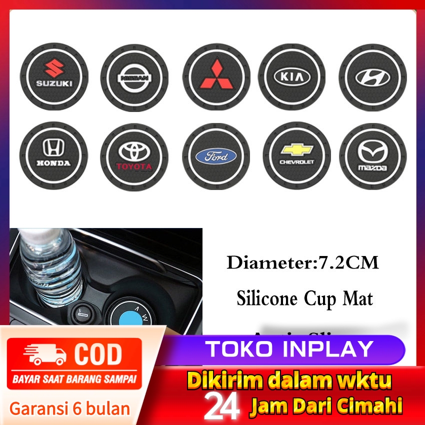 2PCs car non-slip PVC Diamond bottle/cup holder/home for Honda/Toyota/Nissan/Mitsubishi/Suzuki logo coaster Harga 19,000 rupiah*Gratis Ongkir