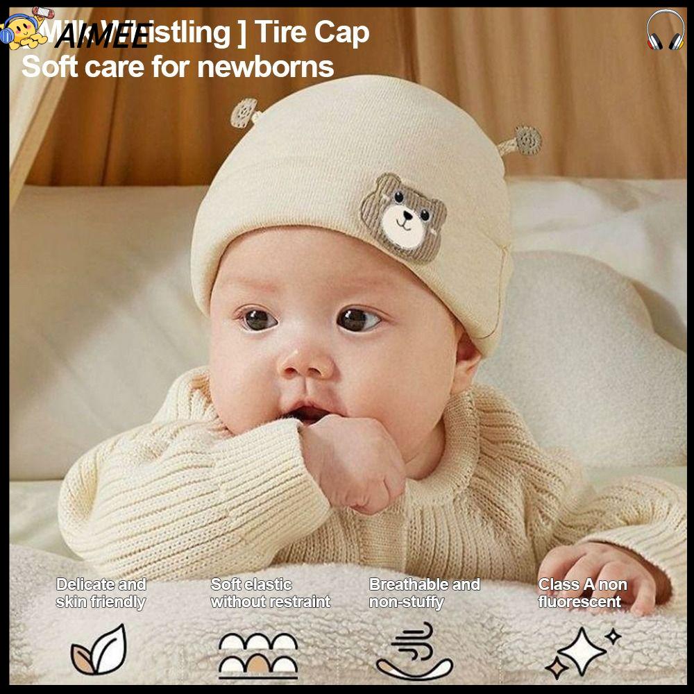 AIMEE Đồ nhồi bông Mũ ấm cho bé Mùa đông ấm áp Dày hơn Mũ len Sáng tạo Gấu hoạt hình Mũ len cho trẻ sơ sinh Mùa thu mùa đông