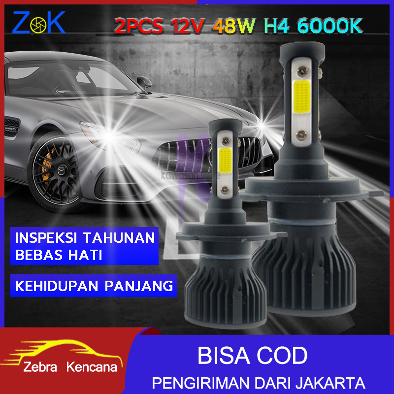 IMPORT TERBAIK BERGARANSI Lampu Mobil LED COB Headlight H4 Cool White