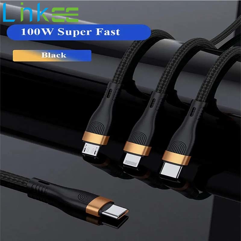 1.5m 3 trong 1 pd usb c để c 100w 6a nhanh chóng sạc loại c cáp cho máy tính xách tay macbook iphone 15 samsung huawei xiaomi