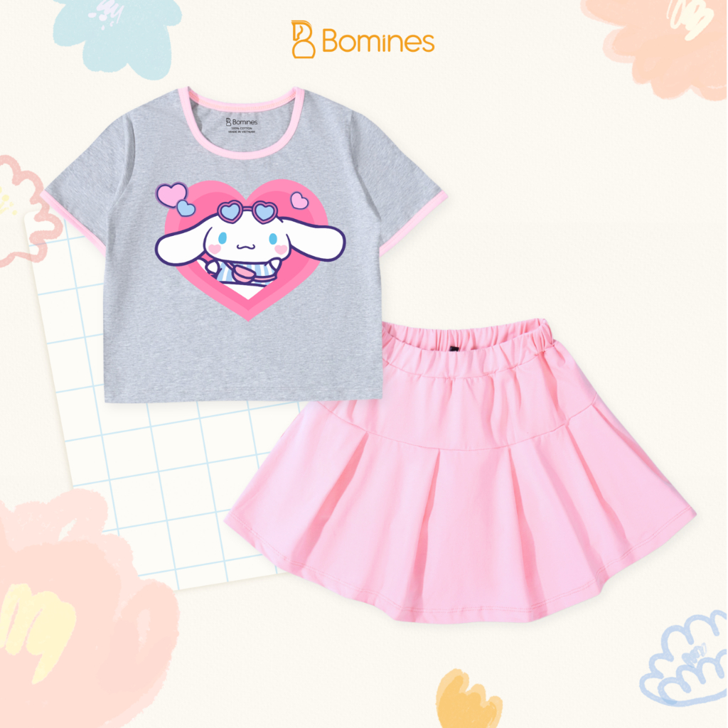 Set váy bé gái Cinnamoroll Bomines Bộ áo chân váy dễ thương cho bé 4-12 tuổi 14-36kg SETCVCINNATIM