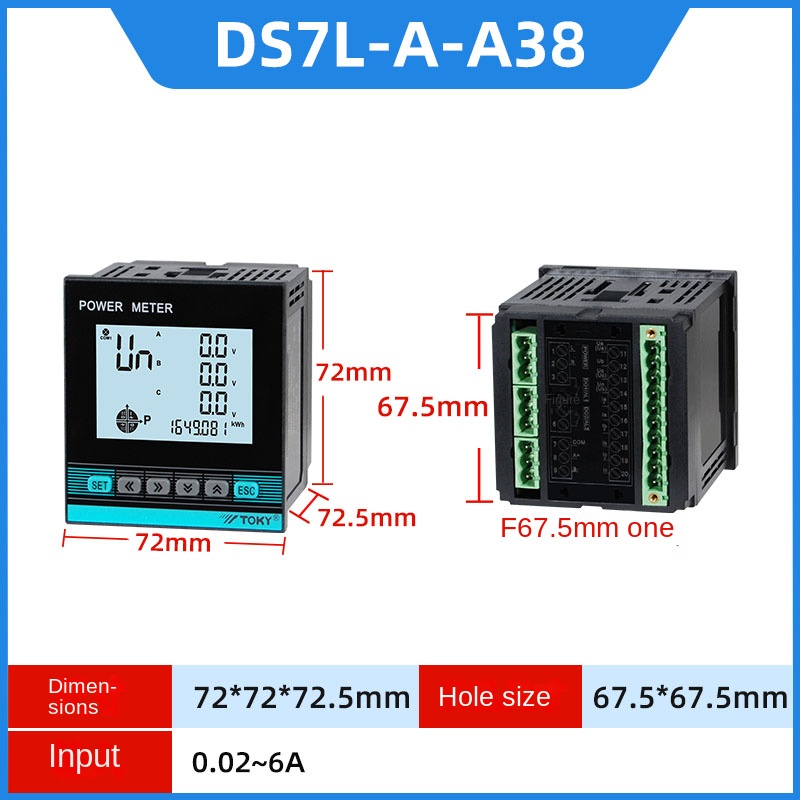 Đồng Hồ Đo Điện 3 Pha DS7L/DS9L-W-RC38/A30 - TOKY | Đo Điện Áp, Dòng Điện, Công Suất, Kết Qủa Đo Chính Xác - DS7L-A-A38