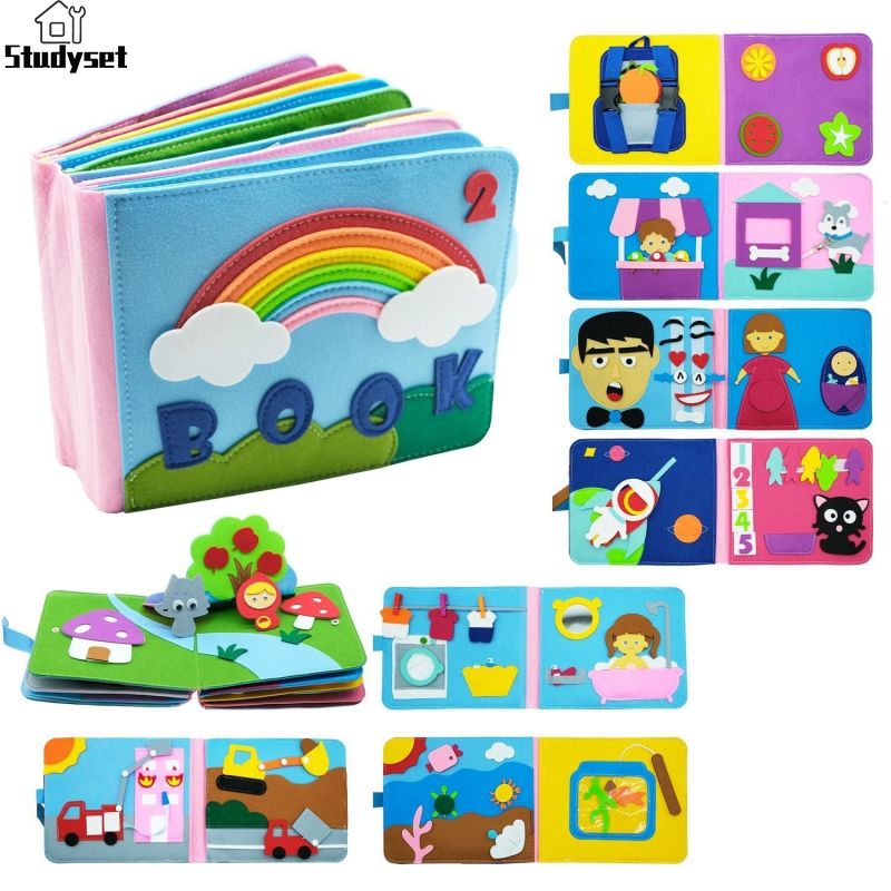 Studyset IN stock Toddler Busy Book With Bright Color 3D Educational Activities Book For Learning Fine Motor Skills Gifts For Girls Boys ราคา 442 บาท*ส่งฟรี