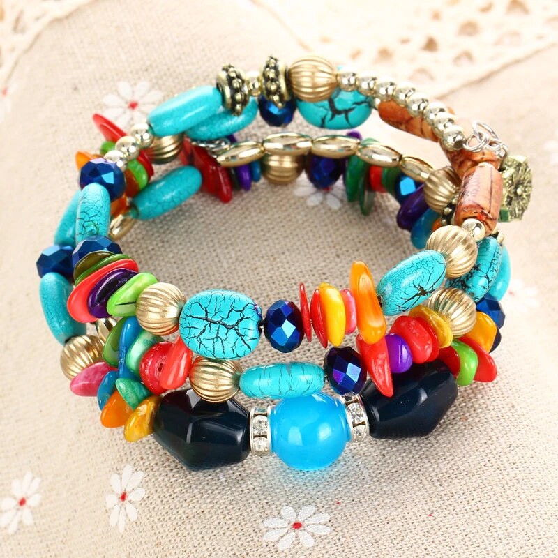Zoshi hạt cờm nhiều lớp Vòng tay hạt charm cho phụ nữ nhựa resin cổ điển đá Vòng đeo tay & Bangles pulseras trang sức thời trang