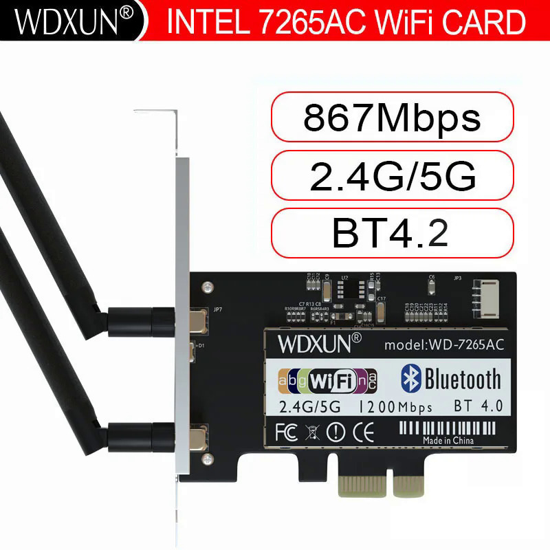 Máy tính để bàn AC-7265 7265ac 802.11ac băng tần kép 867Mbps Bluetooth 4.2 wifiin 7265ngw Wifi thẻ Linuxwin7win8Win10AP