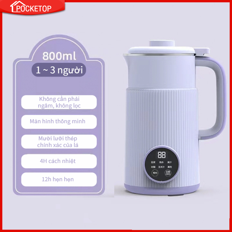 Máy Làm Sữa Hạt Đa Năng , Máy Nấu Sữa Hạt Mini Đa Năng Dung Tích 800-1200ml, Công Suất 600W Chất Liệu Inox 304 Vừa Nấu Vừa Xay Cao Cấp, Có Chế Độ Hẹn Giờ Thông Minh