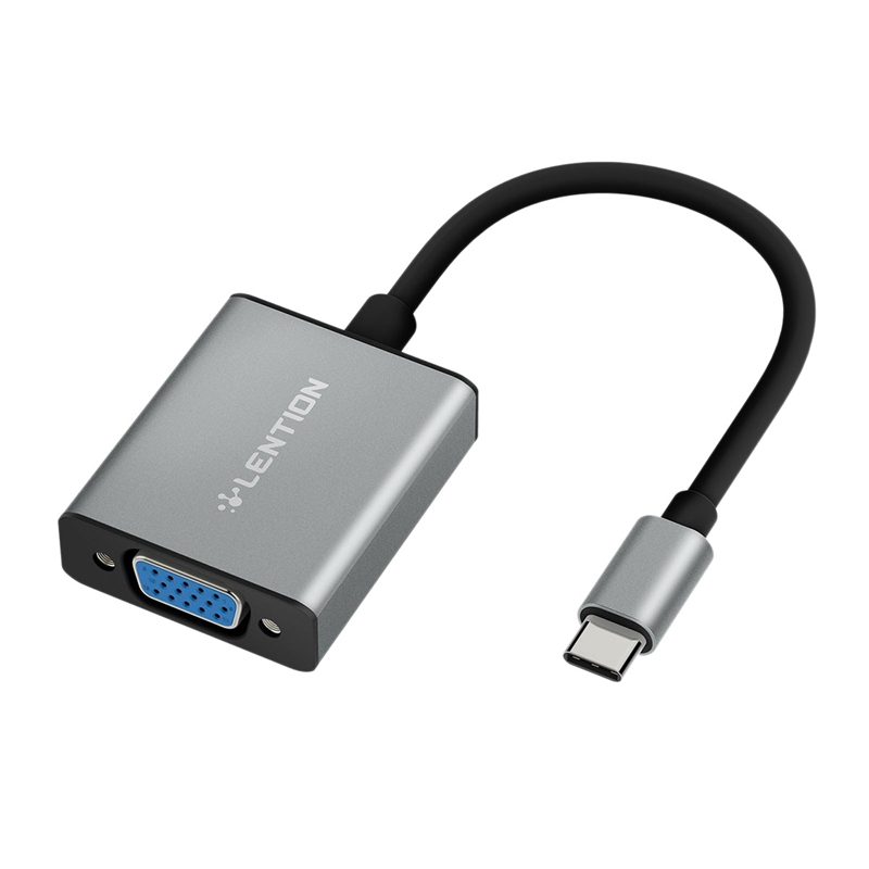 LENTION USB-C to 1080VGA Transfer Adapter Type C to VGA Monitor Converter Plug & Play Mirror Extend Mode Adapter,Gray