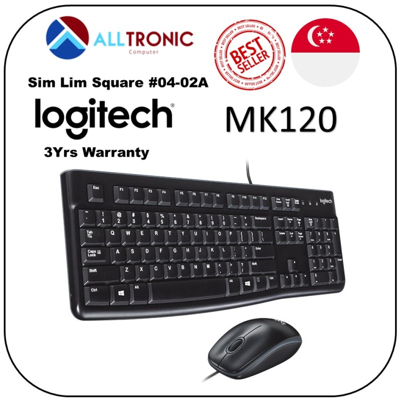 Logitech MK120 Wired Keyboard and Mouse Combo / 3Yrs Warranty/ PN: 920-002586 Singapore