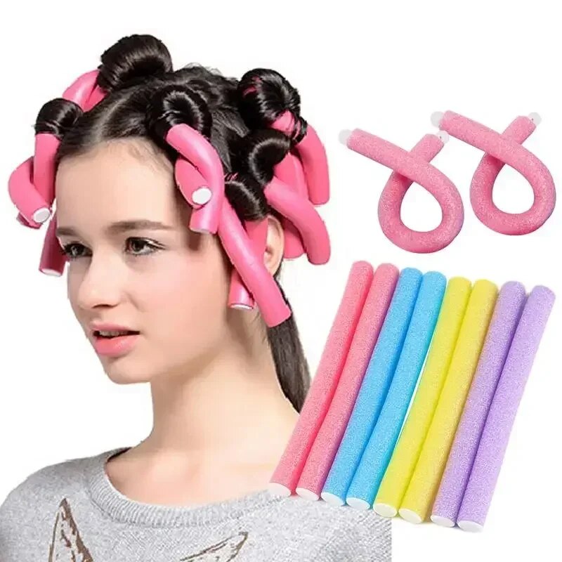 10pcs heatless Máy uốn tóc không dùng nhiệt Máy uốn tóc mềm lọn tóc Gậy uốn xoăn Con lăn Gậy Trục uốn sóng formers dụng cụ tạo kiểu tóc