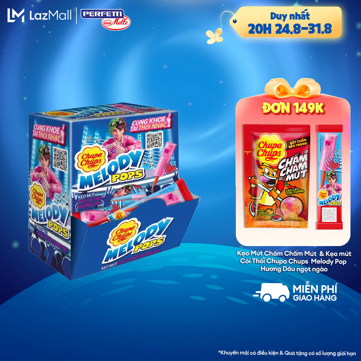 Hộp Kẹo mút còi thỏi giai điệu âm nhạc Chupa Chups Melody Pops