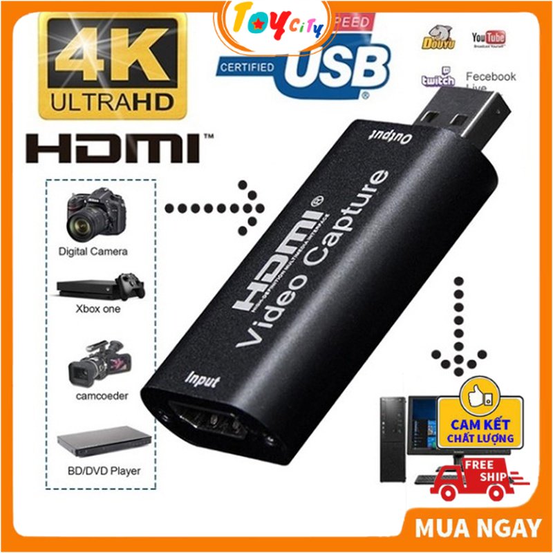 Bộ chuyển đổi tín hiệu hdmi sang usb 2.0 hdmi video capture - thẻ ghi video 4k 1080p usb 3.0 usb 2.0 hdmi - toycity