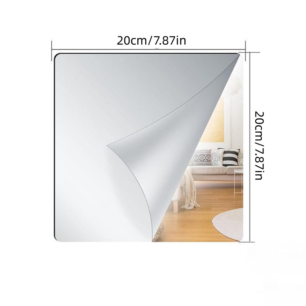 OWMXZL 20/30/40cm Mirror Wall Stickers Self-Adhesive 1.6mm Thick Acrylic Mirror Sheet Flexible Makeup Mirror Bathroom