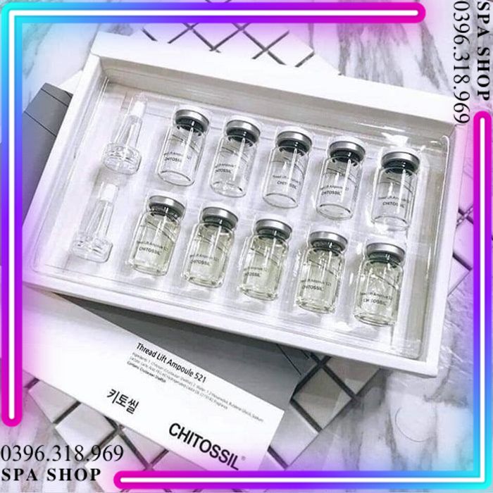 Hộp 10 lọ cấy chỉ tơ tằm Chitossil Hàn Quốc - serum