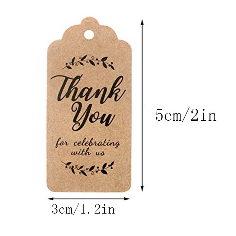 100Pcs Brown Kraft Gift Thank You Paper Tags for Wedding Decoration Christmas Tags Party Decoration Gifts