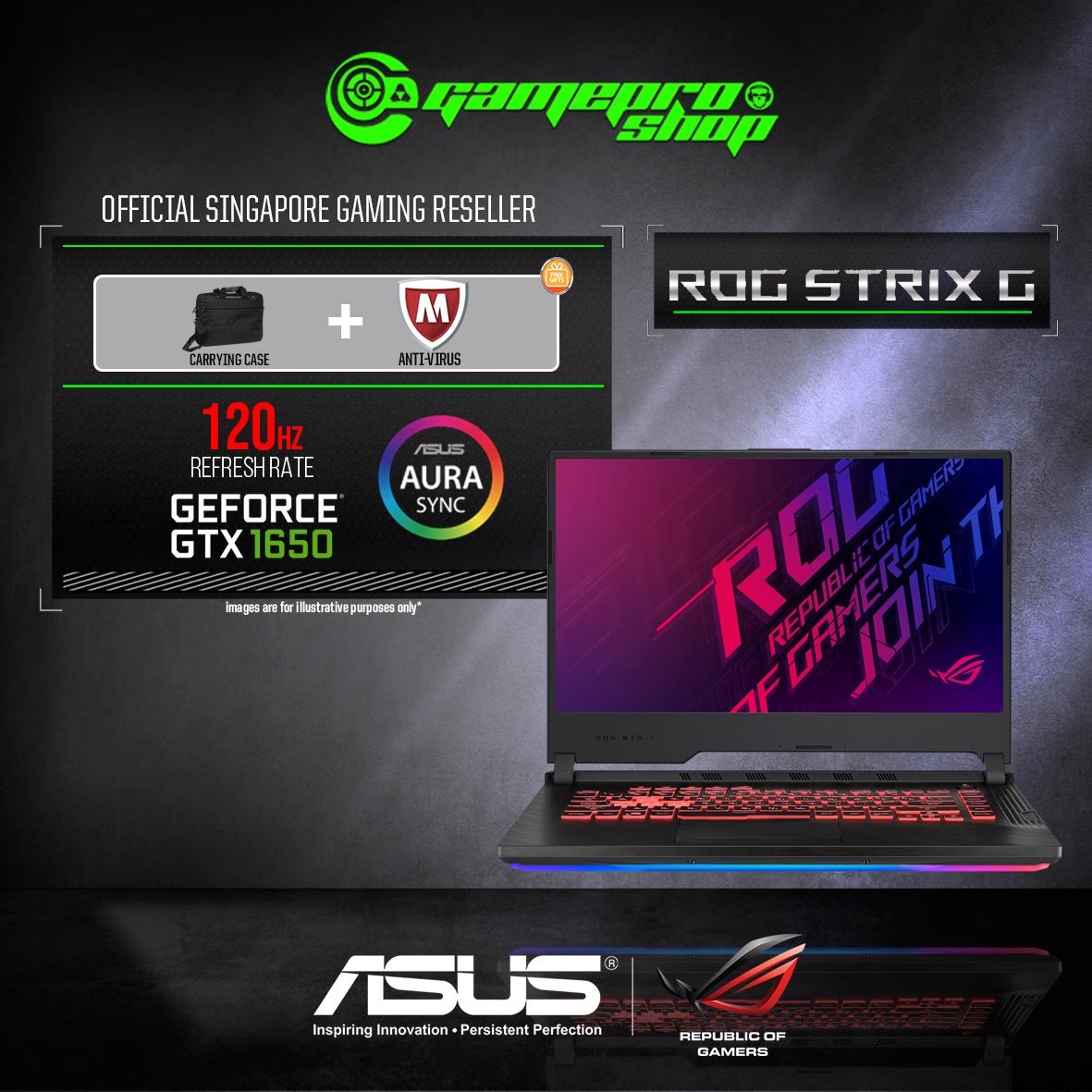 9th Gen ASUS ROG Strix G G531GT GTX1650 (I7-9750H / 16GB DDR4 / 512GB SSD / W10) 15.6 FHD with 120HZ GAMING LAPTOP *COMEX PROMO*