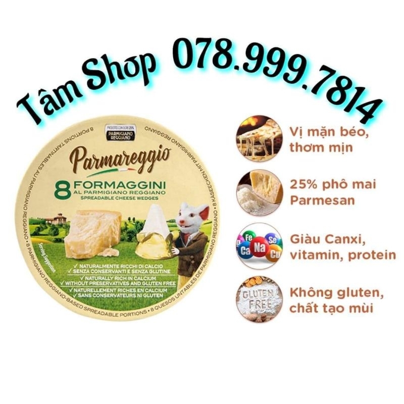 HỘP 𝟴 MIẾNG PHÔ MAI CAO CẤP PARMAREGGIO GIÀU DINH DƯỠNG (HỘP 𝟭𝟰𝟬𝗚) - NHẬP KHẨU 𝝞𝝩𝝖𝗟𝝞𝝖