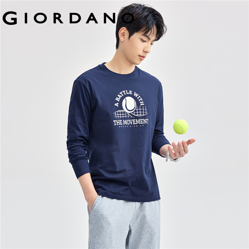 GIORDANO Men T-Shirts 100% Cotton Sport Theme Print Tee Crewneck Long Sleeve Simple Basic Fashion Casual Tshirts 13094791 ราคา 543 บาท*ส่งฟรี