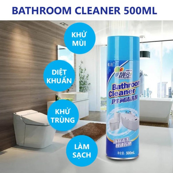 Chai Xịt Tẩy Rửa Nhà Tắm Siêu Sạch Thần Tốc BATHROOM CLEANER 500ML - Khử Mùi, Tẩy Trắng Toilet, Sàn Nhà Tắm Cực Hiệu Quả.