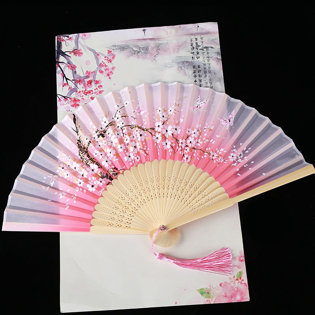 ZM6J3J Thanh lịch Đa-mô hình Đầy màu sắc Món Quà mùa hè Handmade Tre Gỗ Fan Hâm Mộ gấp Múa Hand Fan Fan Thủ Công Mỹ Nghệ Trang Trí nội thất - 3