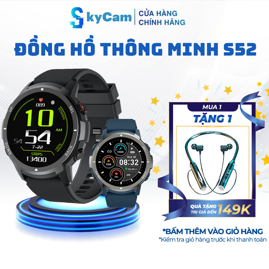 Đồng Hồ Thông Minh S52 Pro nghe gọi thông minh, smart watch nghe gọi, đo nhịp tim SKYCAM[GD401]